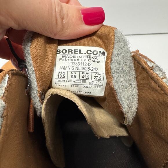 Sorel Womens Evie Ankle Lace Wedge Bootie Velvet Tan Brown Waterproof Size 10.5 - Picture 8 of 8